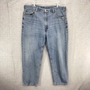 Levi's 550 Jeans Mens Size 42 x 30 Blue Light Wash Faded Whiskered Straight Leg